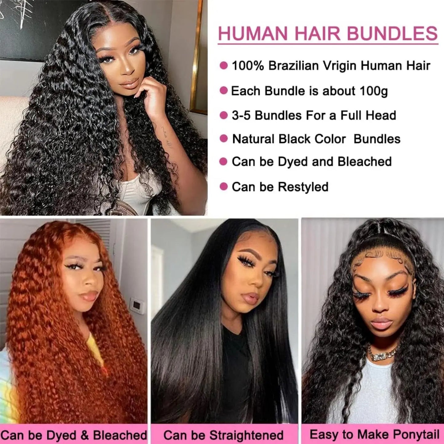 Peruvian 10A Water Wave Bundles Unprocessed Curly Human Hair Bundles Weave Remy Water Wave Hair Extensions No Tangle 12-32"