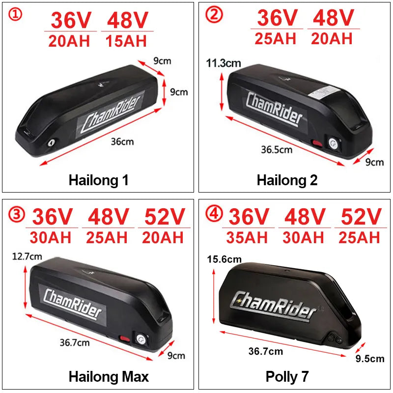 Original 48V Battery 48V 20AH 52V ebike Battery 36V Hailong Max 40A BMS 350W 500W 750W 1000W 1500W 21700 Cell BBS02 BBS03 BBSHD