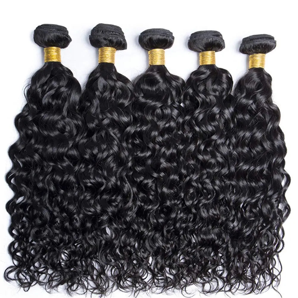 Peruvian 10A Water Wave Bundles Unprocessed Curly Human Hair Bundles Weave Remy Water Wave Hair Extensions No Tangle 12-32"
