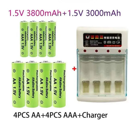 100% Original 1.5V AA3.8Ah+AAA3.0Ah Rechargeable battery NI-MH 1.5 V battery for Clocks mice computers toys so on+free shipping