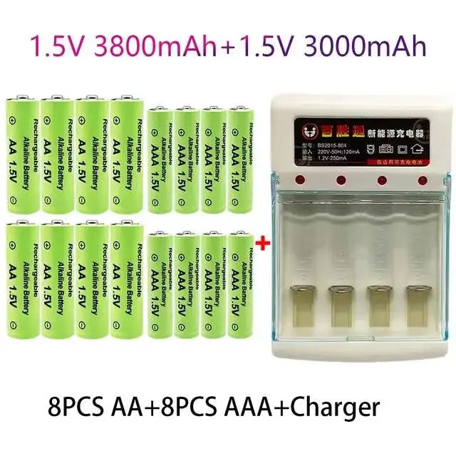 100% Original 1.5V AA3.8Ah+AAA3.0Ah Rechargeable battery NI-MH 1.5 V battery for Clocks mice computers toys so on+free shipping