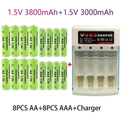 100% Original 1.5V AA3.8Ah+AAA3.0Ah Rechargeable battery NI-MH 1.5 V battery for Clocks mice computers toys so on+free shipping