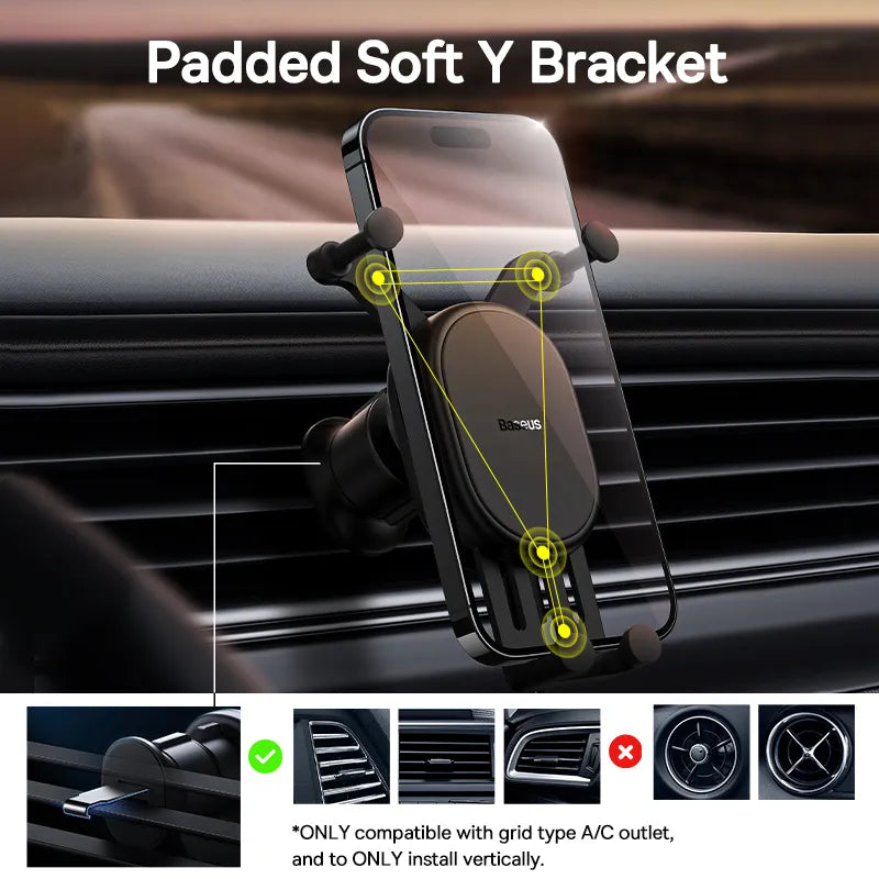 Baseus Car Phone Holder Gravity Auto Restorable in Car Air Vent Silicone Stand For iPhone Xiaomi Samsung Car Mobile Support