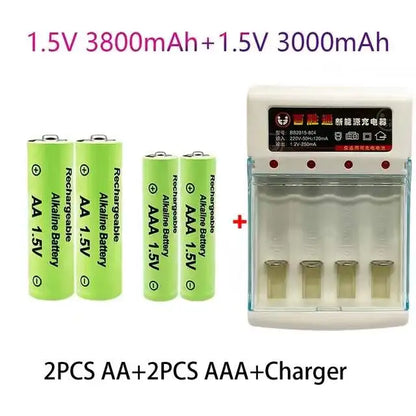 100% Original 1.5V AA3.8Ah+AAA3.0Ah Rechargeable battery NI-MH 1.5 V battery for Clocks mice computers toys so on+free shipping